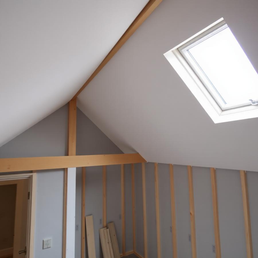 Loft conversion with new studwork and plasterboard